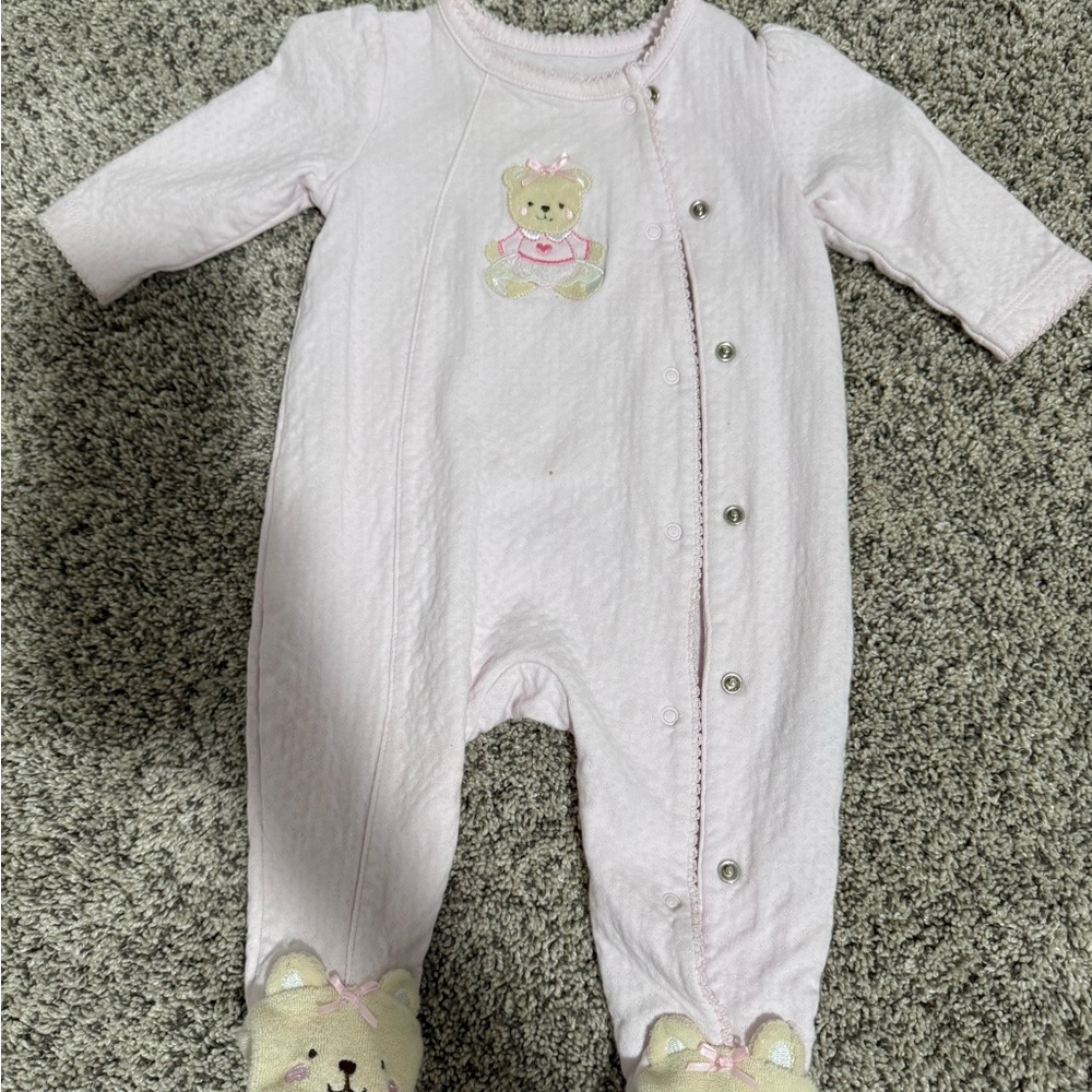 Little Me Light Pink Bear Footie